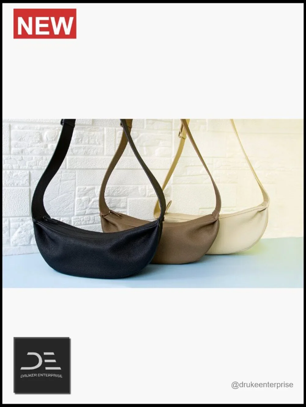 Genuine Leather Sling Bag Crossbody with Wide Strap Minimalist Hobo